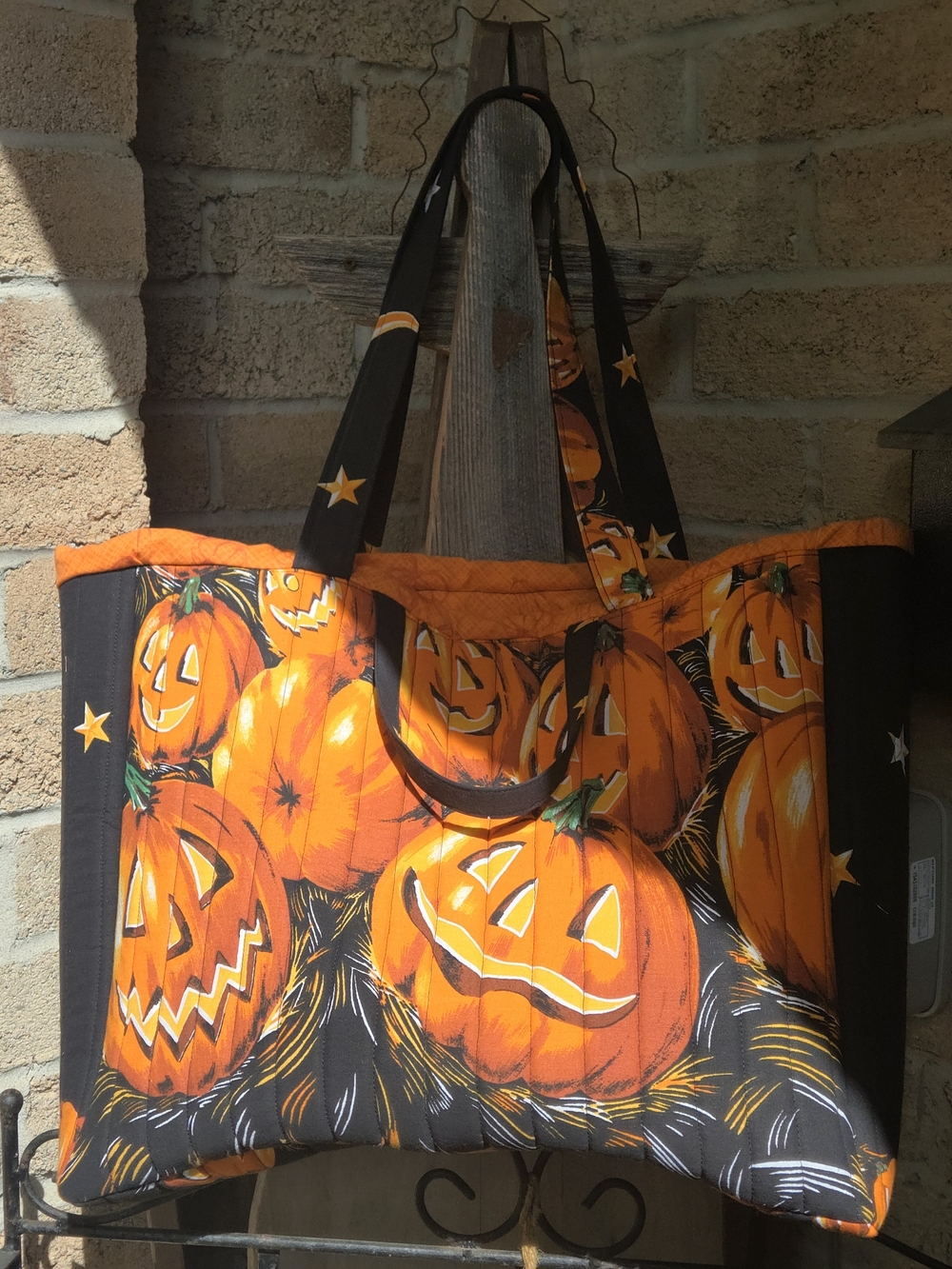 Halloween Pumpkin Print Tote Bag in Orange - Unbranded